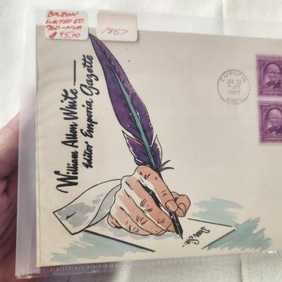 1948 ROBERT F. BOLTON HAND PAINTED LIMITED EDITION - EMPORIA GAZETTE - 1st DAY STAMP ART W/ OVERSIZED ENVELOPE