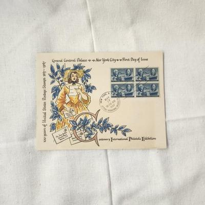 #2 - 1947 SIGNED BY ARTIST - ROBERT F. BOLTON HAND PAINTED LIMITED EDITION 1ST DAY STAMP ART
