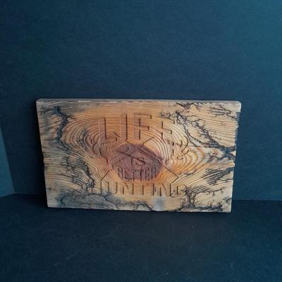 Man cave Life is better Hunting with Rifles Fracted wood art