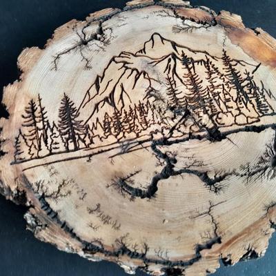 Tree Disc Mountain fracted artwork with trees GREAT MOTHER'S DAY GIFT!