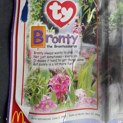 Mcdonalds Ty Beanie Babies Bronty and Peanut, each with Collectible card