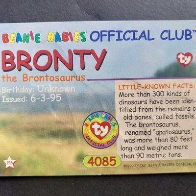 Mcdonalds Ty Beanie Babies Bronty and Peanut, each with Collectible card