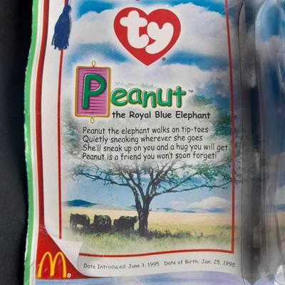 Mcdonalds Ty Beanie Babies Bronty and Peanut, each with Collectible card