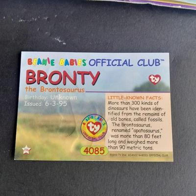 Mcdonalds Ty Beanie Babies Bronty and Peanut, each with Collectible card