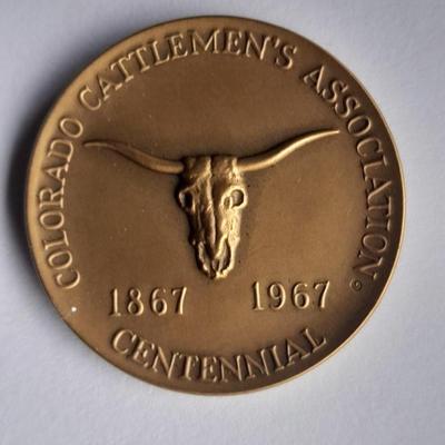 Colorado Cattlemen's Association Centennial 1867 - 1967 token Century of Progress Livestock Industry