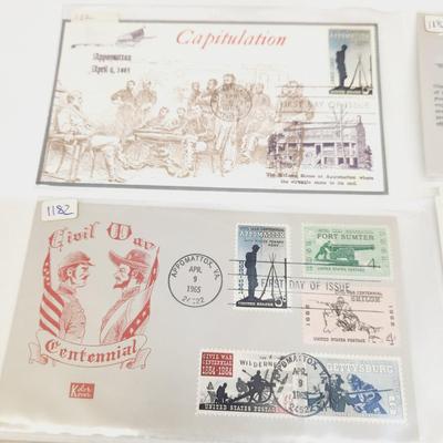 8 - 1965 CIVIL WAR THEMED 1ST DAY STAMPS