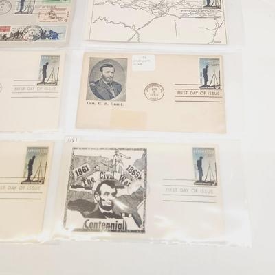 8 - 1965 CIVIL WAR THEMED 1ST DAY STAMPS
