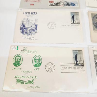 8 - 1965 CIVIL WAR THEMED 1ST DAY STAMPS