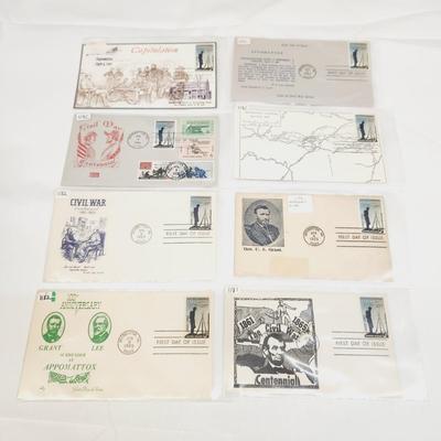 8 - 1965 CIVIL WAR THEMED 1ST DAY STAMPS