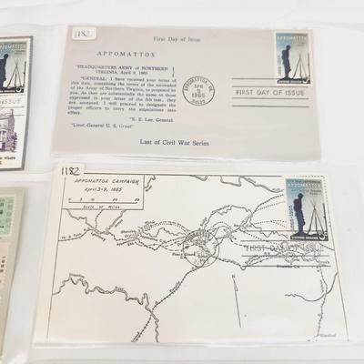 8 - 1965 CIVIL WAR THEMED 1ST DAY STAMPS