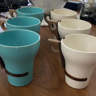 Vintage set of 6 Joaquin Pottery mugs