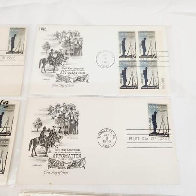 8 - 1965 - CIVIL WAR SURRENDER AT APPOMATTOX THEMED 1ST DAY STAMPS