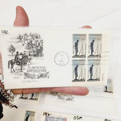 8 - 1965 - CIVIL WAR SURRENDER AT APPOMATTOX THEMED 1ST DAY STAMPS