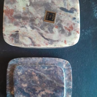 Small trinket and treasures, Ring boxes, Jefferson bust, and girl figure