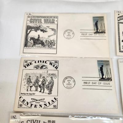 8 - 1965 - CIVIL WAR BLACK/ WHITE CENTENNIAL 1ST DAY STAMPS