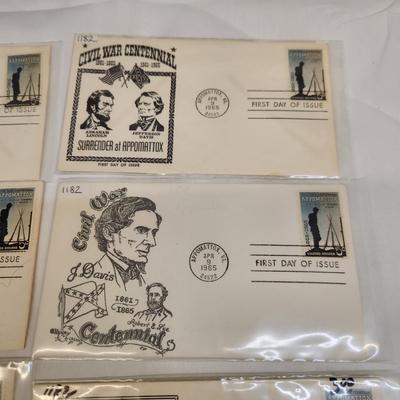 8 - 1965 - CIVIL WAR BLACK/ WHITE CENTENNIAL 1ST DAY STAMPS