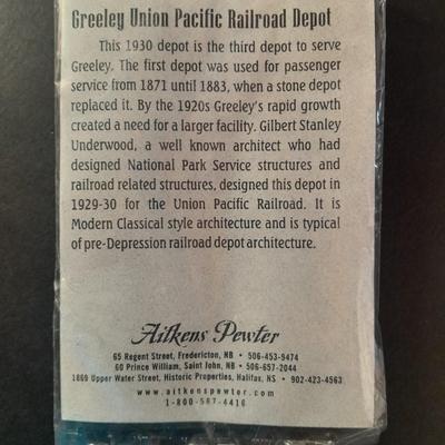 Aitkens Pewter RARE Greeley Union Pacific Railroad Depot Charm