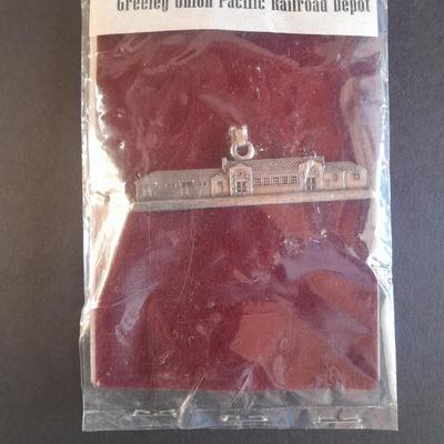 Aitkens Pewter RARE Greeley Union Pacific Railroad Depot Charm