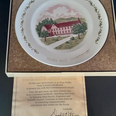 The Brave Little Taylor plate with story, and an Avon 10th Anniversary Plate in Box with paperwork