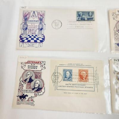 4 - 1947 CENTENARY POST OFFICE SOUVENIR SHEET 1ST DAY STAMPS