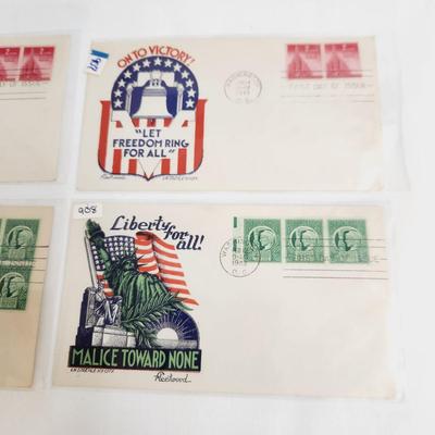 4 - 1943 LIBERTY & FREEDOM THEMED 1ST DAY STAMPS