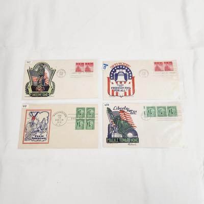 4 - 1943 LIBERTY & FREEDOM THEMED 1ST DAY STAMPS
