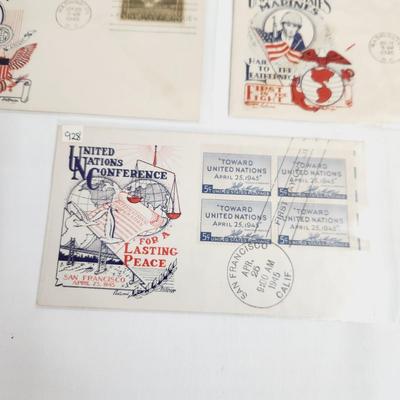 5 - 1945 MILITARY & UN THEMED 1ST DAY STAMPS