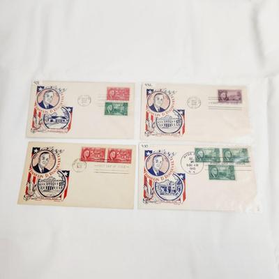 4 - 1945 FRANKLIN D ROOSEVELT 1ST DAY STAMPS