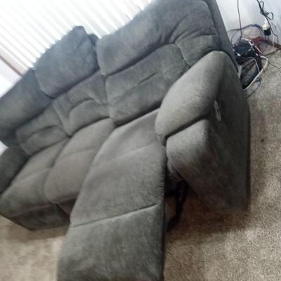 LIGHT BROWN DOUBLE POWER RECLINER WITH STORAGE