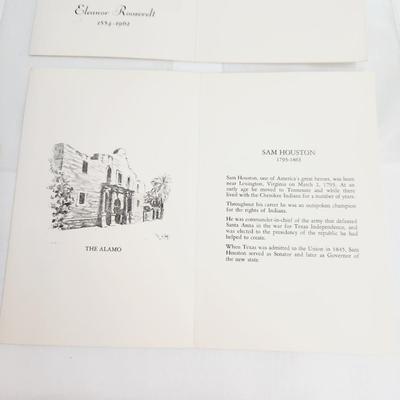 SAM HOUSTON & ELEANOR ROOSEVELT 1ST DAY ISSUE STAMP CARDS