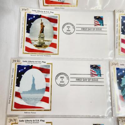 13 - 2005 LADY LIBERTY & US FLAG - 1ST DAY STAMPS