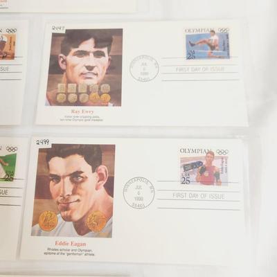 6 - 1990 AMERICAN OLYMPIC HEROES 1ST DAY STAMPS