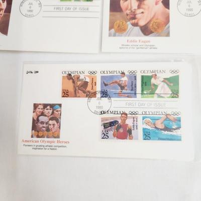 6 - 1990 AMERICAN OLYMPIC HEROES 1ST DAY STAMPS
