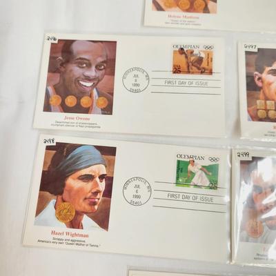 6 - 1990 AMERICAN OLYMPIC HEROES 1ST DAY STAMPS