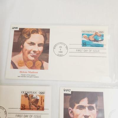 6 - 1990 AMERICAN OLYMPIC HEROES 1ST DAY STAMPS