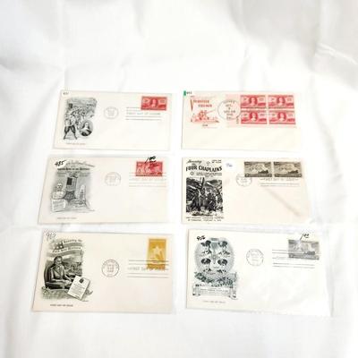6 - 1948 & 49 - "HISTORIC HEROS" THEMED 1ST DAY STAMPS