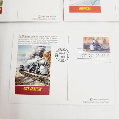 1999 FLEETWOOD "TRAINS" POSTCARD BUNDLE - 1ST DAY ISSUE STAMPS