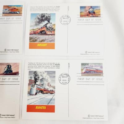 1999 FLEETWOOD "TRAINS" POSTCARD BUNDLE - 1ST DAY ISSUE STAMPS