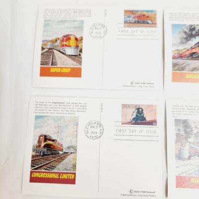 1999 FLEETWOOD "TRAINS" POSTCARD BUNDLE - 1ST DAY ISSUE STAMPS