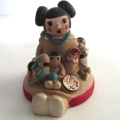 Small Lot, Celluloid Doll, Rubber ? Doll, Native American Pottery Figures