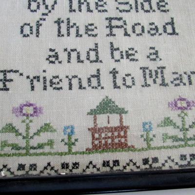 Vintage Needlework Framed, Mod Giraffe Print