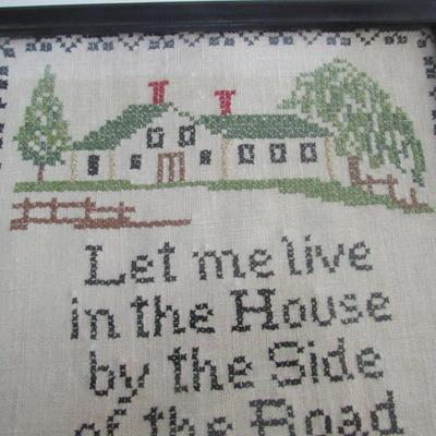Vintage Needlework Framed, Mod Giraffe Print