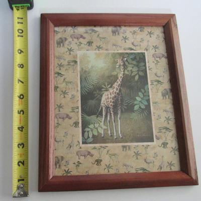 Vintage Needlework Framed, Mod Giraffe Print