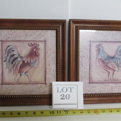 Lot 19 Pair of Modern Cute Chicken and Rooster Pics