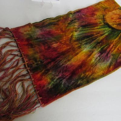 Old Fur Collar and Antique Tie Dye Dresser Scarf