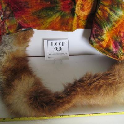 Old Fur Collar and Antique Tie Dye Dresser Scarf