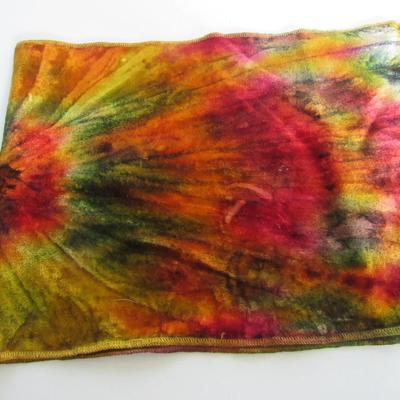 Old Fur Collar and Antique Tie Dye Dresser Scarf