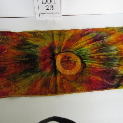 Old Fur Collar and Antique Tie Dye Dresser Scarf