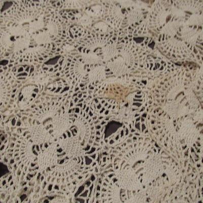 Vintage Crocheted Piece, Large Enough For Queen Size Bed Coverlet or Tablecloth About 78" x 88"