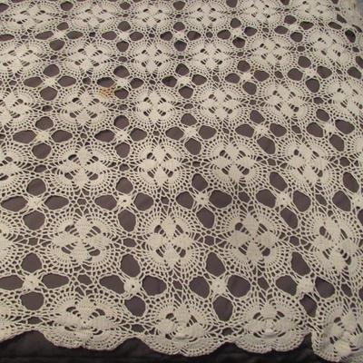 Vintage Crocheted Piece, Large Enough For Queen Size Bed Coverlet or Tablecloth About 78" x 88"